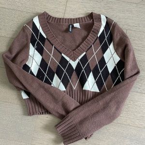 Cropped H&M argyle sweater